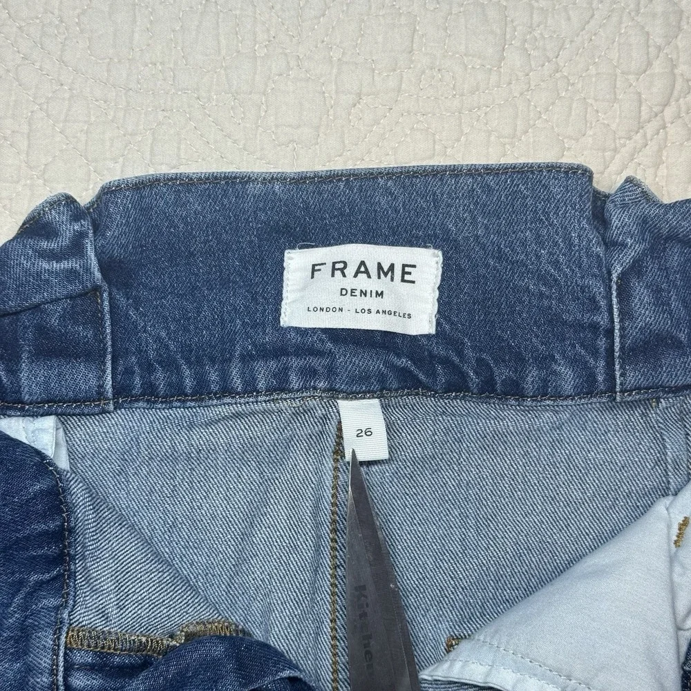 Frame Women's 26 Denim‎ Belted Mini Skirt Pleated Myrtle Paperbag Waist Y2K Chic